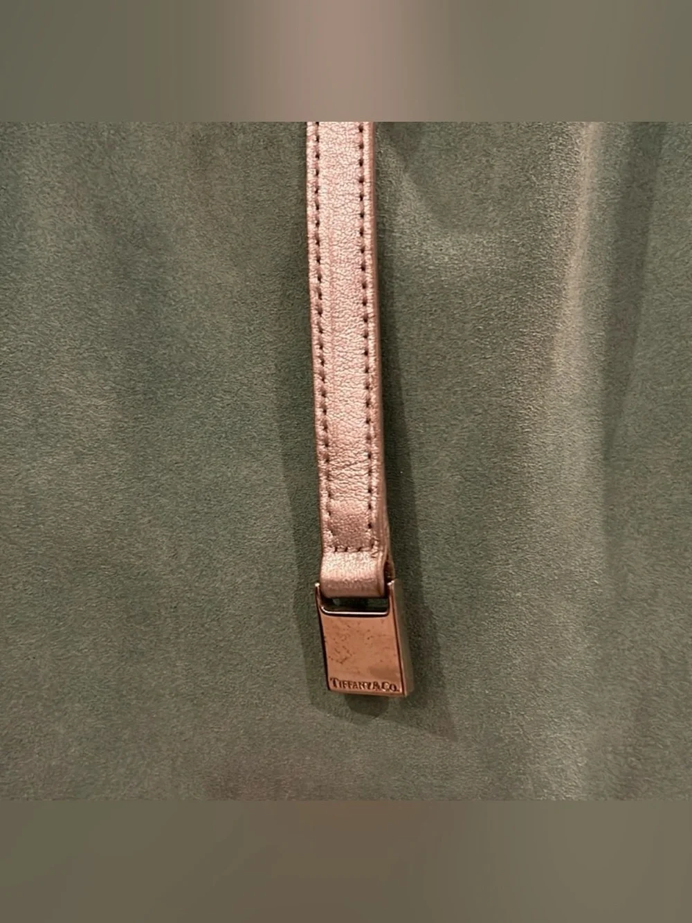 Tiffany & Co. Green Suede/Silver Metallic Reversible Tote with Silver Accents